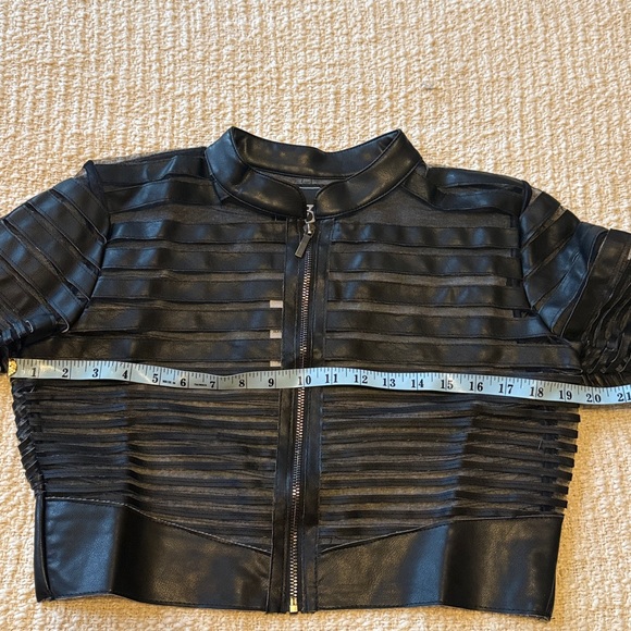 Black Cropped Leather Jacket - Picture 6 of 11